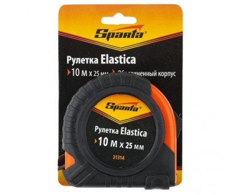 Рулетка Elastica, 10 м х 25 мм, обрезиненный корпус Sparta Рулетки Измерительный инструмент