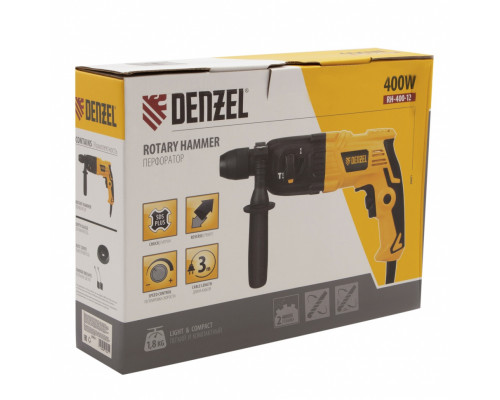 Перфоратор электрический RH-400-12, SDS-plus, 400 Вт, 1.2 Дж, 2 режима Denzel Перфораторы Электроинструмент Силовое оборудование