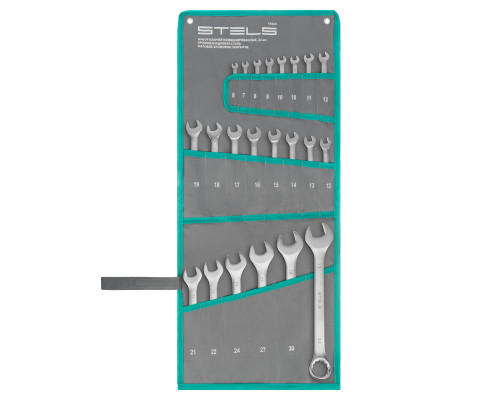 Набор ключей комбинированных 6-32 мм, 22 шт, CrV, матовый хром Stels Ключи комбинированные Ключи Слесарный инструмент