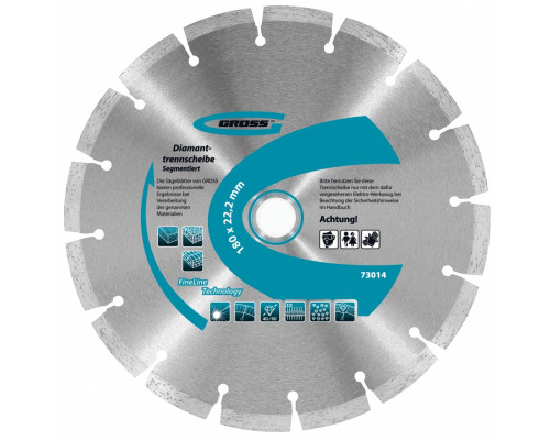 Диск алмазный, 180 х 22.2 мм, сегментный, упорядоченный алмаз, сухая резка Gross Диски алмазные отрезные Режущий инструмент