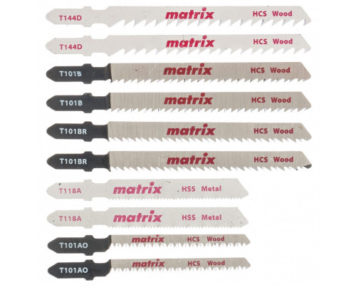 Набор полотен для электролобзика универсальный, 10 шт, T-SET1003 Matrix Полотна для Электролобзиков (пилки) Режущий инструмент