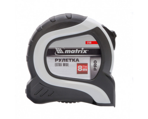 Рулетка Extra Wide, 8 м x 27 мм, двухкомпонентный корпус, Pro Matrix Рулетки Измерительный инструмент