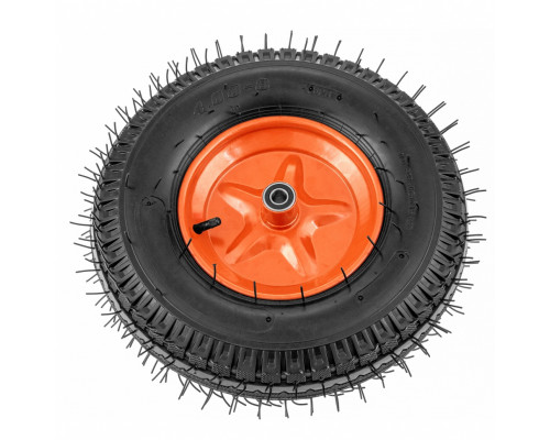 Колесо пневматическое усиленное, шина 8PR, 4.00-8 D400 мм, внутренний диаметр подшипника 20 мм, длина оси 90 мм Palisad Колеса и камеры для тачки Тачки и носилки Садовый инвентарь