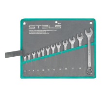 Набор ключей комбинированных 6-22 мм, 12 шт, CrV, матовый хром Stels