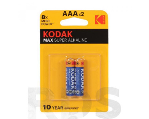 Батарейка AAA (LR03) "Kodak" MAX SUPER Alkaline, 2шт/уп Аккумуляторы, батарейки Низковольтное оборудование Электрика ЭЛЕКТРИКА И ВЕНТИЛЯЦИЯ