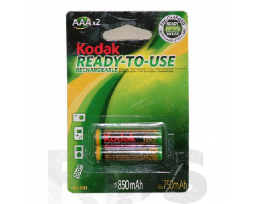 Аккумулятор AAA (HR03) "Kodak", 850mAh, 2шт/уп Аккумуляторы, батарейки Низковольтное оборудование Электрика ЭЛЕКТРИКА И ВЕНТИЛЯЦИЯ