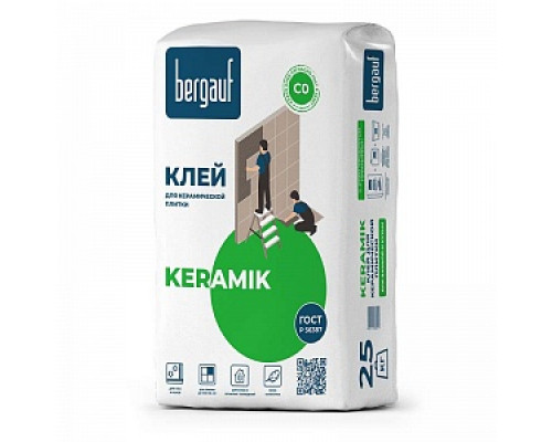 Клей для плитки Bergauf Keramik, 25 кг Клеи плиточные Клеевые составы Сухие смеси СТРОЙМАТЕРИАЛЫ