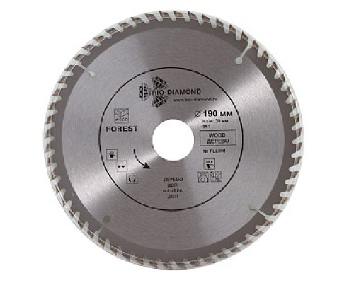 Диск пильный по дереву, 190 x 30мм, 56Т, Forest, "Trio Diamond" /FLL808 Диски пильные по дереву Диски, круги, чашки Инструмент для резки и шлифования Расходные материалы ИНСТРУМЕНТЫ