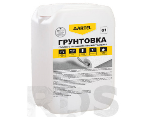 Грунтовка акриловая универсальная глубокого проникновения ARTEL Classic G1, 10кг Грунтовки на акриловой основе Грунтовки строительные Грунтовки, пропитки, очистители Сухие смеси СТРОЙМАТЕРИАЛЫ