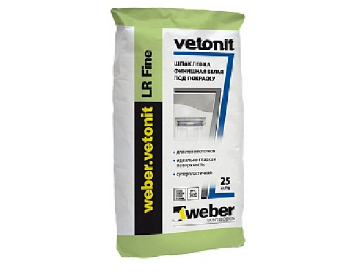 Шпатлёвка Weber.Vetonit LR Fine, 25 кг Шпатлевки полимерные Шпатлевки сухие Шпатлевки Сухие смеси СТРОЙМАТЕРИАЛЫ