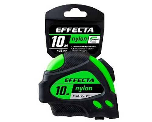 Рулетка Effecta Nylon, 10м, с магнитом и автостопом Рулетки измерительные Измерительный инструмент ИНСТРУМЕНТЫ