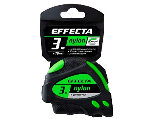 Рулетка Effecta Nylon, 3м, с магнитом и автостопом Рулетки измерительные Измерительный инструмент ИНСТРУМЕНТЫ