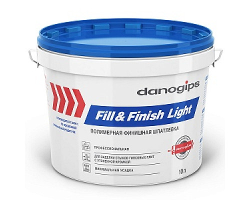 Шпатлевка готовая DANOGIPS "Fill&FinishLight", 12.3кг /10л Шпатлевки готовые Шпатлевки Сухие смеси СТРОЙМАТЕРИАЛЫ