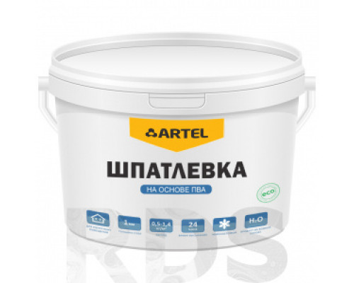 Шпатлевка ARTEL на основе ПВА, 25кг (33 шт/пал.) Шпатлевки для внутренних работ Шпатлевки готовые Лакокрасочные материалы ОТДЕЛОЧНЫЕ МАТЕРИАЛЫ