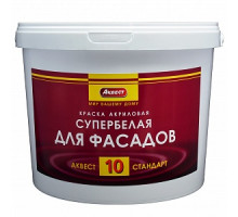 Краска фасадная акриловая АКВЕСТ-10 Стандарт, супербелая, матовая, 7кг