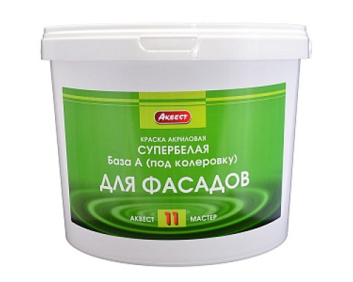 Краска фасадная акриловая АКВЕСТ-11 Мастер, супербелая, матовая, 7кг Фасадные краски Краски водно-дисперсионные Лакокрасочные материалы ОТДЕЛОЧНЫЕ МАТЕРИАЛЫ