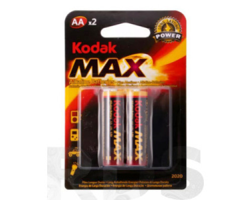 Батарейка AA (LR06) "Kodak" MAX SUPER Alkaline, 2шт/уп Аккумуляторы, батарейки Низковольтное оборудование Электрика ЭЛЕКТРИКА И ВЕНТИЛЯЦИЯ