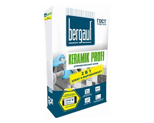 Клей универсальный плиточный C1 BERGAUF "Keramik Profi" ,25кг (56шт/под) Клеи плиточные Клеевые составы Сухие смеси СТРОЙМАТЕРИАЛЫ