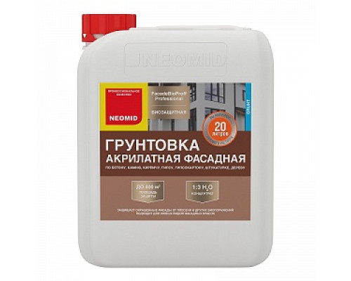 Грунт-концентрат для наружных работ NEOMID Facade Proff, концентрат 1:3, 1л Грунтовки на акриловой основе Грунтовки строительные Грунтовки, пропитки, очистители Сухие смеси СТРОЙМАТЕРИАЛЫ