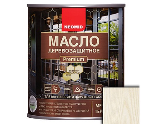 Масло деревозащитное "Neomid Premium", белое, 0,75 л Масла, восковые деревозащитные Антисептики Лакокрасочные материалы ОТДЕЛОЧНЫЕ МАТЕРИАЛЫ