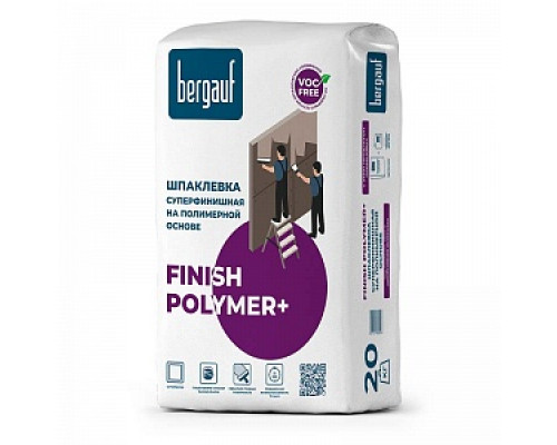 Шпаклевка полимерная Bergauf Finish Polymer +, 20 кг Шпатлевки полимерные Шпатлевки сухие Шпатлевки Сухие смеси СТРОЙМАТЕРИАЛЫ