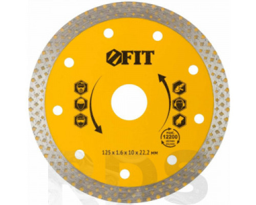 Диск отрезной, 125х1,6х10,0х22,2мм, алмазный, по керамике, керамограниту, "FIT" Диски алмазные отрезные сплошные Диски алмазные отрезные Диски, круги, чашки Инструмент для резки и шлифования Расходные материалы ИНСТРУМЕНТЫ