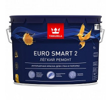 Краска водоэмульсионная EURO 2 SMART глубокоматовая, белая, Tikkurila (9л)