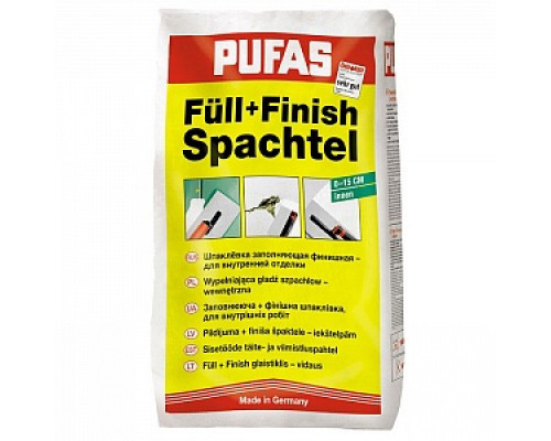 Шпатлевка "PUFAS Full+Finish Spachtel №1, 5 кг Шпатлевки гипсовые Шпатлевки сухие Шпатлевки Сухие смеси СТРОЙМАТЕРИАЛЫ