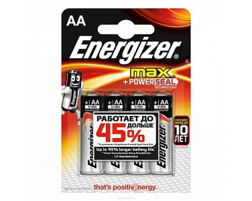 Батарейки "Energizer Max" AA, (4шт/уп) Аккумуляторы, батарейки Низковольтное оборудование Электрика ЭЛЕКТРИКА И ВЕНТИЛЯЦИЯ