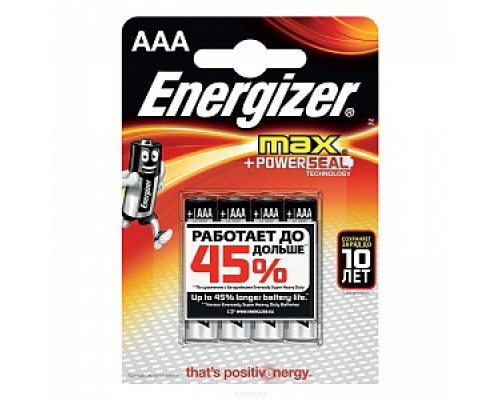 Батарейки "Energizer Max" AAA, (4шт/уп) Аккумуляторы, батарейки Низковольтное оборудование Электрика ЭЛЕКТРИКА И ВЕНТИЛЯЦИЯ