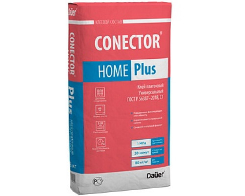 Клей плиточный Универсальный CONECTOR HOME PLUS Клеи плиточные Клеевые составы Сухие смеси СТРОЙМАТЕРИАЛЫ