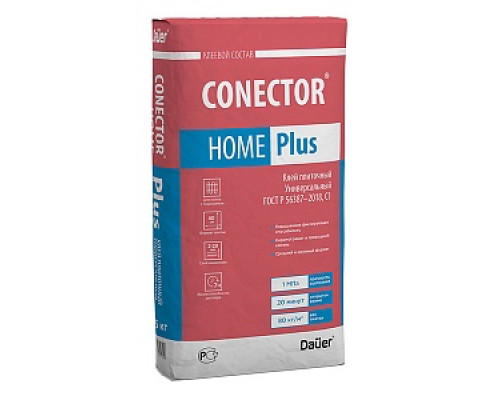 Клей плиточный Универсальный CONECTOR HOME PLUS Dauer ПМД-10 Клеи плиточные Клеевые составы Сухие смеси СТРОЙМАТЕРИАЛЫ