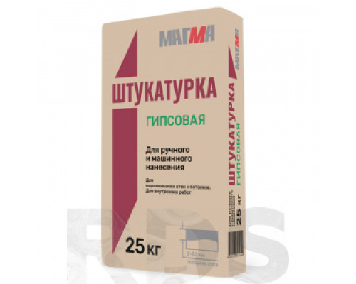 Штукатурка гипсовая "МАГМА", 25 кг Штукатурки гипсовые Штукатурки и обрызги Сухие смеси СТРОЙМАТЕРИАЛЫ