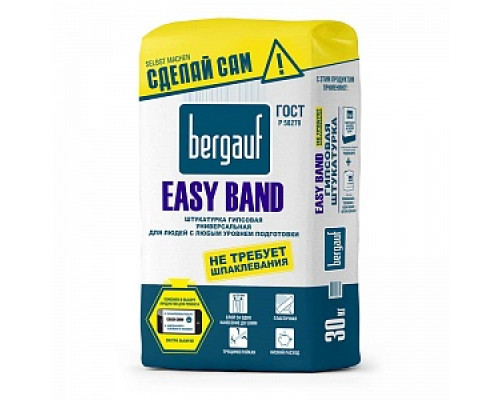 Штукатурка гипсовая Bergauf Easy Band, 30 кг Штукатурки гипсовые Штукатурки и обрызги Сухие смеси СТРОЙМАТЕРИАЛЫ