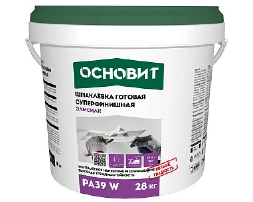 Шпатлёвка готовая суперфинишная ОСНОВИТ ЭЛИСИЛК PA 39 W, 28кг Шпатлевки готовые Шпатлевки Сухие смеси СТРОЙМАТЕРИАЛЫ