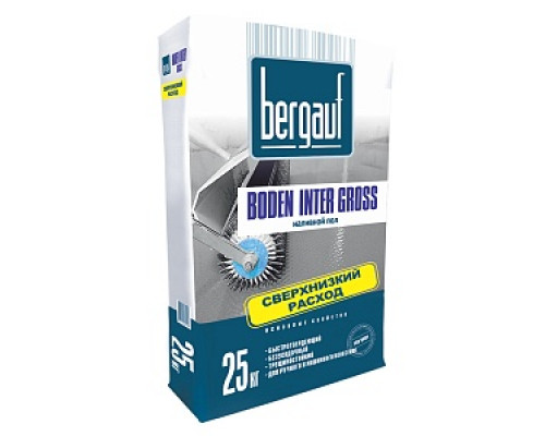 Наливной пол минеральный Bergauf "Boden Inter Gross", (3-60 мм), 25кг Наливные полы Смеси для устройства полов Сухие смеси СТРОЙМАТЕРИАЛЫ