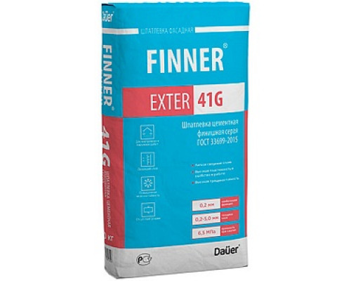 Шпатлевка цементная армированная базовая белая 25 кг FINNER EXTER 40 G Шпатлевки сухие Шпатлевки Сухие смеси СТРОЙМАТЕРИАЛЫ