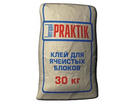 Клей для ячеистых блоков Praktik морозостойкий, 30 кг (48шт./под.) Клеи для блоков Клеевые составы Сухие смеси СТРОЙМАТЕРИАЛЫ