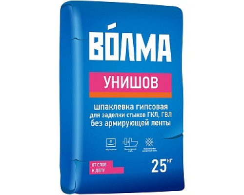 Шпатлёвка гипсовая ВОЛМА-Унишов, 25 кг Шпатлевки гипсовые Шпатлевки сухие Шпатлевки Сухие смеси СТРОЙМАТЕРИАЛЫ