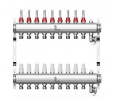 Коллектор 1'', в сборе на 9 выходов 3/4'' с расходомерами
