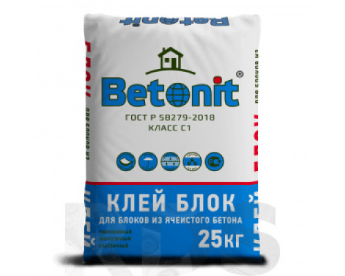 Клей для блока BETONIT BLOCK ГОСТ, 25 кг Клеи для блоков Клеевые составы Сухие смеси СТРОЙМАТЕРИАЛЫ