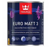 Краска водоэмульсионная EURO 3 MATT глубокоматовая (База А), Tikkurila (0,9)