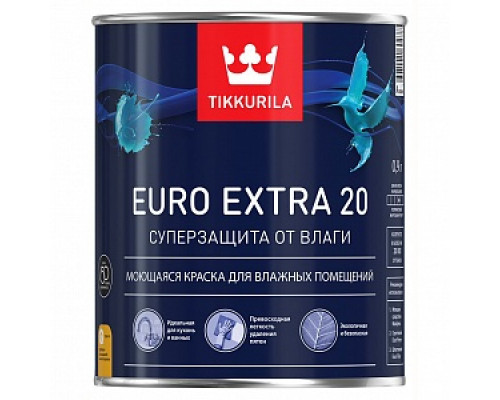 Краска водоэмульсионная EURO 20 EXTRA полуматовая (база А), Tikkurila (0,9л) Краски для бытового применения Краска для стен и потолков "PREMIUM" Tikkurila Краска для стен и потолков Premium Краска для стен и потолков Интерьерные краски Краски водно-дисперсионные Лакокрасочные материалы ОТДЕЛОЧНЫЕ МАТЕРИАЛЫ