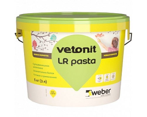 Шпатлёвка Weber.Vetonit LR Pasta, 5 кг Шпатлевки готовые Шпатлевки Сухие смеси СТРОЙМАТЕРИАЛЫ