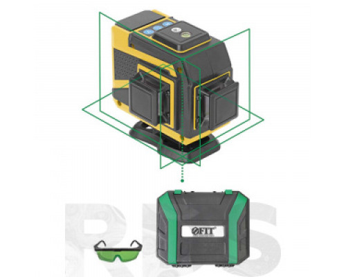 Нивелир лазерный, дальность 20 м, 3 плоскости 360 °, зеленый луч, FIT Нивелиры лазерные Дальномеры, нивелиры лазерные, курвиметры Измерительный инструмент ИНСТРУМЕНТЫ
