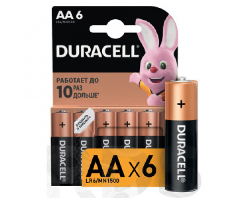 Батарейка AA (LR06) "Duracell" Basic, 6 шт. Аккумуляторы, батарейки Низковольтное оборудование Электрика ЭЛЕКТРИКА И ВЕНТИЛЯЦИЯ