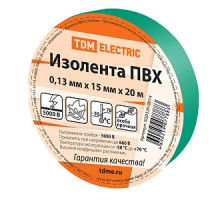 Изолента ПВХ 0,13*15мм Зеленая 20м TDM SQ0526-0014