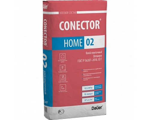 Клей плиточный Оптимум CONECTOR HOME 02, 25 кг Клеи плиточные Клеевые составы Сухие смеси СТРОЙМАТЕРИАЛЫ