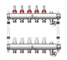 Коллектор 1'', в сборе на 5 выходов 3/4'' с расходомерами