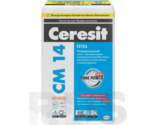 Клей для плитки ЦЕРЕЗИТ CM 14 "Extra" 25 кг. (48шт/под) Клеи плиточные Клеевые составы Сухие смеси СТРОЙМАТЕРИАЛЫ